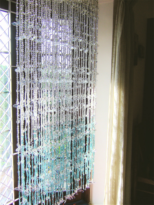 Room Divider Beaded Partitions White Blue Leaf Bead Curtain