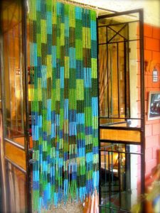 buy glass beaded curtain mosaic bue green
