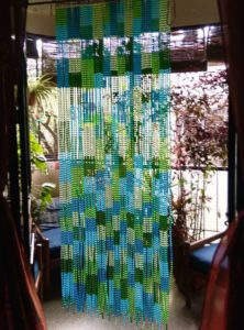 Blue Green Glass Beaded Curtian Interior Decoration Screen Room Divider