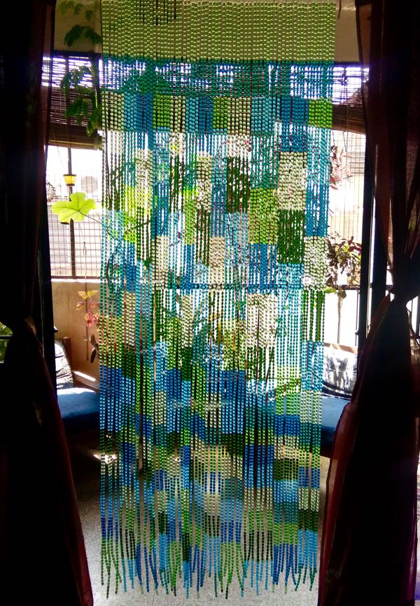 Blue Green Glass Beaded Curtian Interior Decoration Screen Room Divider