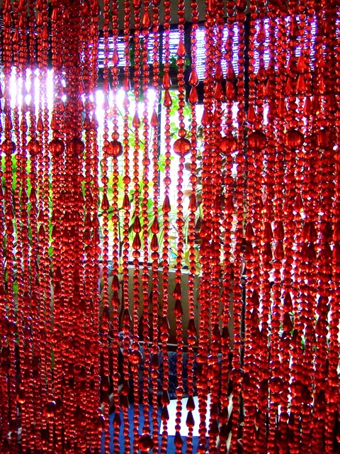 Red Crystal Bead Curtain Room Divider, Bead Curtains For Doorways