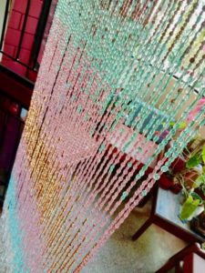 Blue Pink Rainbow Silver Gold Handmade Glass Beaded Curtain