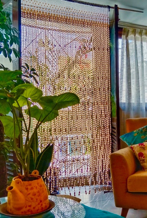Interior Design Bead Curtain Topaz White Gold Drop