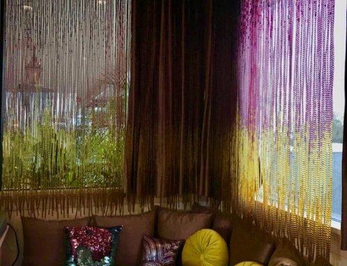 Stunning New Orleans Glass Bead Curtains – Interiors, Interior Styling in Purple Champagne Ombre