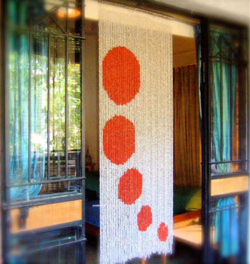 White Polka Bead Curtain